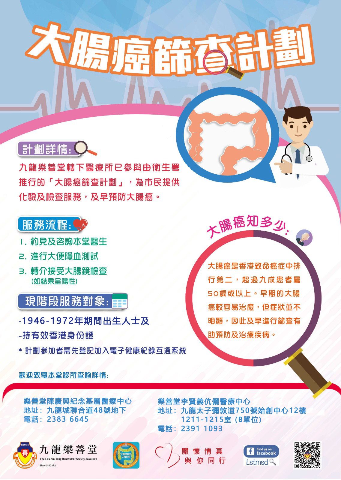 大腸癌篩查計劃 九龍樂善堂